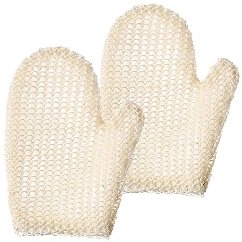 Veemoon Body Scrubber Body Exfoliator Gloves 2Pcs Sisal Hemp Material Fully Absorb Fits Most Adult Palm Bath Time Dead Skin Remover for Unisex