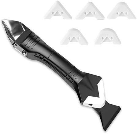 6 Pcs Silicone Remover Tool, 3-in-1 Silicone Remover Tool Kit, Grout Scraper and Smoothing Tools, Scraper with 5 Replaceable Pads for Kitchen, Bathroom and Floor Sealing