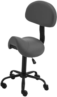 FXLUHAY Sattelhocker-Rollstuhl mit Rückenlehne, höhenverstellbar und bis 200 kg belastbar, for Büro, Salon und Geschäft(Black)