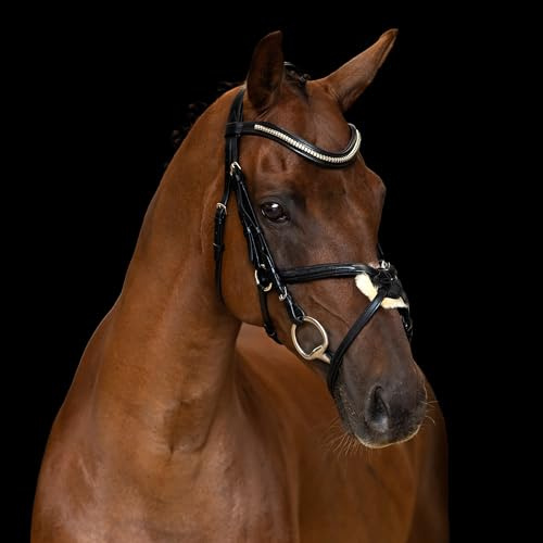 Imperial Riding Mexikanisches Zaumzeug IRH, Leder mit breitem Nasenband und gepolstertem Genickstück, Schwarz, Cob