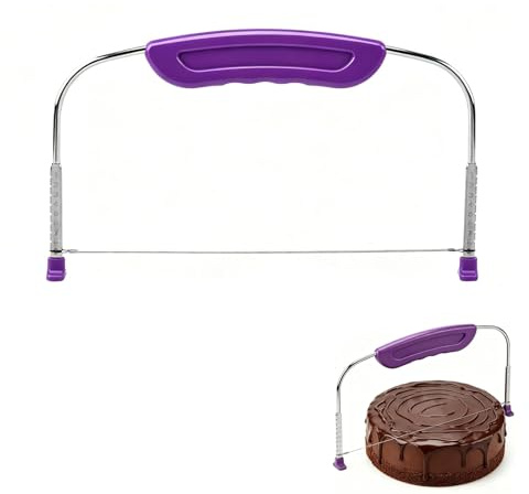 Cake Leveller Cutter 10 Inch, Adjustable Slicer with Stainless Steel Wire | Even Cake Layer Slicer, Adjustable Baking Tool, 27cm Purple Cake Accessory for Kitchen Homemade Desserts