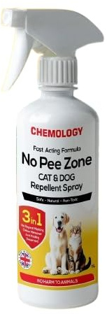CHEMOLOGY 1L No Pee Zone Natural Cat & Dog Repellent Spray – Odour Remover & Anti-Fouling Formula | Made in the UK