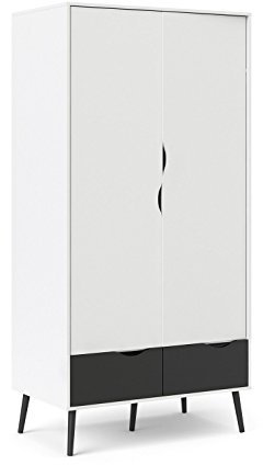 Dynamic24 2 TRG. Kleiderschrank Napoli Drehtürenschrank Garderobenschrank schwarz/weiß
