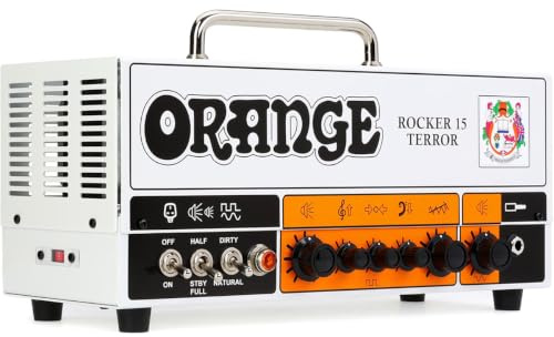 Verstärkerkopf für Gitarre Orange Rocker 15 Terror | 15W Rohrkopf mit 2-K-Design und Leistungsskala für Praxis, Aufnahme und Leistung