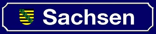Schatzmix Straßenschild Sachsen Bundesland mit Metallschild 46x10 cm Wanddeko tin Sign Blechschild, Blech, Mehrfarbig