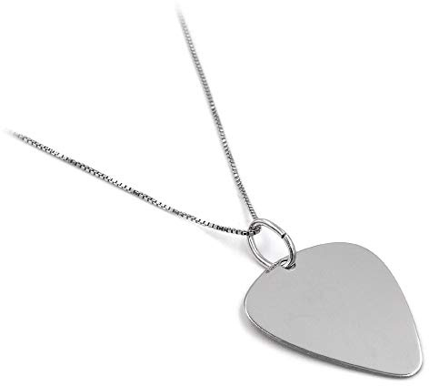 Damiano Argenti Collana con Ciondolo Plettro Chitarra in Argento Sterling 925 Incisione Personalizzata Inclusa Argento