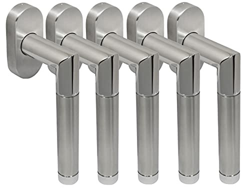 Edelstahl Fenstergriff Set 5 Stück FG Hit II Bicolor L-Form V2A Fensterbeschlag Rasterolive