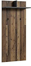 byLIVING Wandpaneele Ben/Garderobe Old Wood Dunkelbraun mit Zwei Kleiderhaken und Hutablage/Flurgarderobe für die Wand/B 60, H 136, T 27 cm