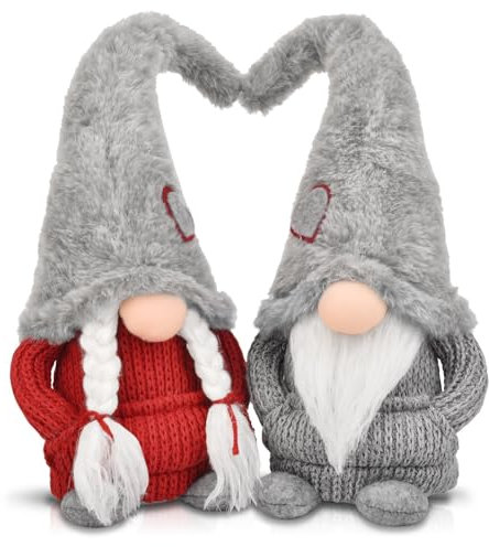 EKARSEN Handgemachte Paar Wichtel GNOME Hausdeko Zwerg Puppen für Valentinstag Weihnachten Neujahr Ostern und Kinder Spielzeug