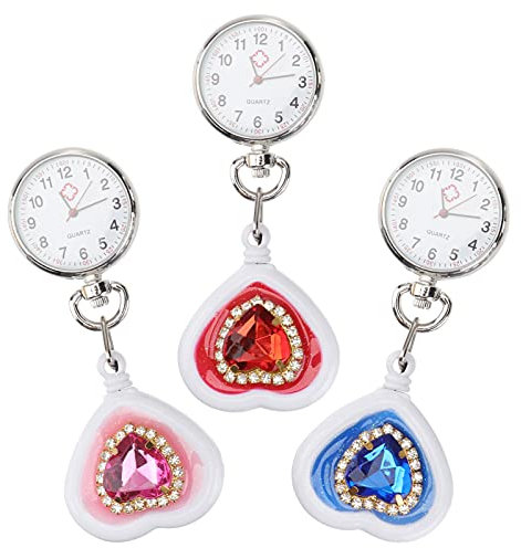 3 Stücke Krankenschwesteruhr Herz Schwesternuhr Armbanduhr Arzt Taschenuhr Personalisierte Brosche Ansteckuhren für Pflege Damen Arzt Schwestern Geschenke
