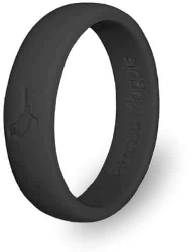 Comfortable Womens Silicone Ring, Modern Wedding Rings for Women, Hypoallergenic, Breathable, Non-Toxic, Flexible & Safe for Your Fingers, Outdoor Activities, Sports, Extreme Adventures. Black.