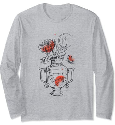 Tattoo Blumenvase Mond Chrysantheme Blume Langarmshirt