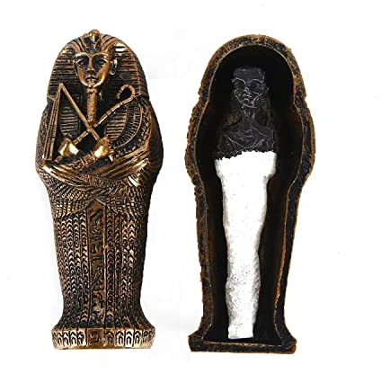 EASCHEER Egyptian Pharaoh Sarcophagus Coffin w/Mummy Figurine 2PCS Decorations Statues Home Décor(Bronze)