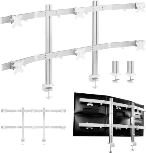 Xantron Monitor Halterung 6 Monitore 17-32 Zoll, schwenkbar & neigbar | Quick-Release-Köpfe einzeln verstellbar, Tischklemme, Kabelkanäle, VESA 75x75/100x100, 8 kg je Monitor