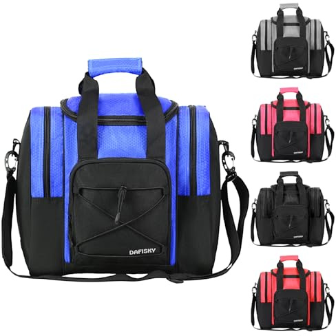 DAFISKY Sac fourre-tout pour boule de bowling avec support rembourré, 2 poches pour chaussures de bowling jusqu'à la taille 42 et accessoires (bleu)