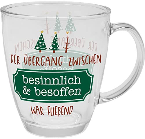 GRUSS & CO Glastasse Motiv Besinnlich | Glas, Tasse in Geschenkbox, 35 cl, farbiger Druck | Tasse lustig, Tasse mit Spruch, Geschenk Weihnachten, Nikolaus, Advent | 51090