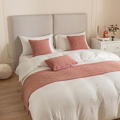 Morbuy Reversible Hotel Corredor de Cama Camino Bufanda Colcha/Funda de Almohada Ropa de Cama Protector Bedroom Decoration Cola Toalla (45x180cm, Rosa)
