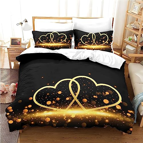 Freyamy Herz Bettwäsche 135x200 Herzen Herzchen Aesthetic Bettwäsche Set | Mädchen Bettwäsche, 2 teilig Bettwäsche-Sets, Microfaser ÖKO-TEX Bettbezug mit Reißverschluss und 1 Kissenbezug 80x80cm