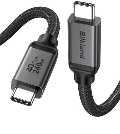 Silkland Cavo USB4 per Thunderbolt 4 80cm, Cavo Dati 40Gbps, Cavo di Ricarica PD3.1 240W 48V/5A, 8K@60Hz HDR, Cavo da USB-C a USB-C per MacBook, iPad Pro, iMac, Hub, Dock, SSD, Monitor