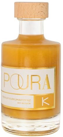 Poura Premium Kurkumaessenz 195 ml vegan - Alkoholfreies Bio Getränk, leckerer Sommerdrink mit Wacholder, Ingwersaft & Acerola, ideal für Cocktails
