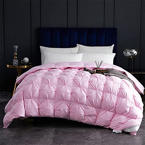 Bettwäsche Winter-Daunendecke mit Ecklaschen, Ganzjahres-Baumwolldecke/Bettdecke/Steppdecke, doppelt, leicht, luxuriös, Hotelbettwäsche (Rosa, 180 x 220 cm, 4 kg)