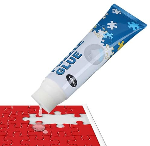 Puzzle-Kleber und Rahmen – Puzzlekleber klar mit Schwammkopf | 100 ml schnell trocknender wasserlöslicher Puzzlekleber für Puzzle-Rahmen Collage, Papier, Holz, Basteln, Puzzle-Zubehör