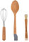 BERGNER Genius - Juego 3 Utensilios Batidor Y Exprimidor - Cuchara Sólida Con Medidas - Pincel De Repostería - Fabricados en Silicona y Madera de Haya - Sin BPA - Antiadherente