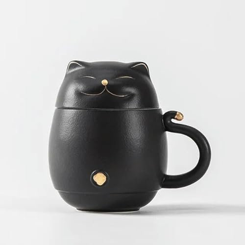 RAEF Lucky Cat Portable Tea Mug Travel Set For Business Trip Single Person Carry Water Cup Filter Quickly Brew Utensils Drinkware