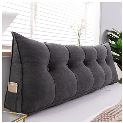 LANAZU Keilförmiges Kopfteilkissen, dreieckiges Ruhe- und Lesekissen, Bettstütz-Rückenkissen, geeignet für Schlafzimmer, Erkerfenster (Gray 71in)