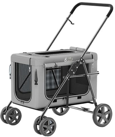 Chariot pour Animaux de Compagnie Poussette for Animaux de Compagnie Pliable et séparable, Transporteur de Chien et Chat, Respirant, Voyage en Plein air, Sac de Transport for Voiture, Chariot (Color