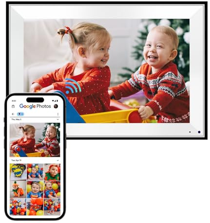 Cozyla Digital Photo Frame WiFi Smart Digital Picture Frame Unlimited Storage Share Photo with Family and Friend via App Email Google Photos Instagram Web Browser Photo Frame Electronic 10.1 Inch Mat