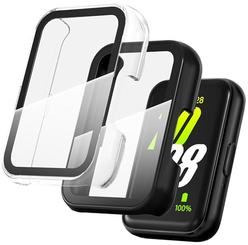 Diruite 2Pcs Screen Protector for Samsung Galaxy Fit 3 Case | All Around Ultra-Thin Hard PC Case with 9H HD Tempered Glass,High Sensitivity,Scratch Resistant,Black+Transparent