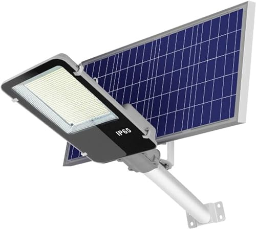 TANIASHOP Lampione Solare 1000W Lampione Stradale Faro Led con Pannello Fotovoltaico con Sensore Crepuscolare Impermeabile IP67 Luce Bianco Freddo 6500K Led Esterno con Telecomando Timer