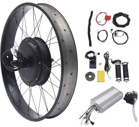 Lightakai 26 Zoll E-Bike Umbausatz, 48V 1500W Fat-Bike Fatbike Umbausatz E-Bike Elektrofahrrad Hinterradnabe Motor Mit LCD Display