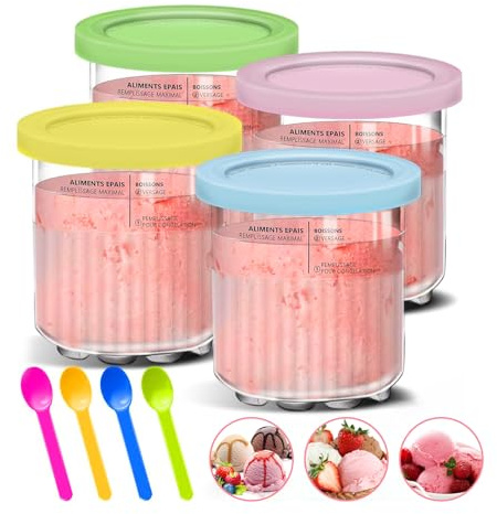 Ninja CREAMi Deluxe Máquina de Helados Creami, Juego de 4 Contenedores con Tapa para Máquina de Helados NC501EU