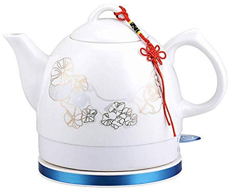 BVRSADFD Bouilloires - Théière électrique en céramique Blanche sans Fil - Pichet rétro de 1,0 L, 1000 W Fait bouillir l'eau Rapidement pour Le thé, Le café et la Soupe. (Couleur : B) Safehappy
