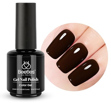 Beetles 15 ml UV Gel Nagellack Braun, Schokoladenbraun Gel Nail Polish UV LED Maniküre Nagelstudio DIY Gellack Nagelkunst Design für Anfänger