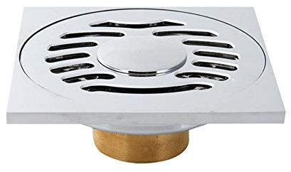 KWMAEEUID Dusch-Bodenablauf, Messing, quadratisch, 10,2 cm, Dusch-Bodenablauf, abnehmbare Abdeckung, Badezimmer-Abtropffläche mit Haarsieb für Küche, Waschraum, Garage, Keller