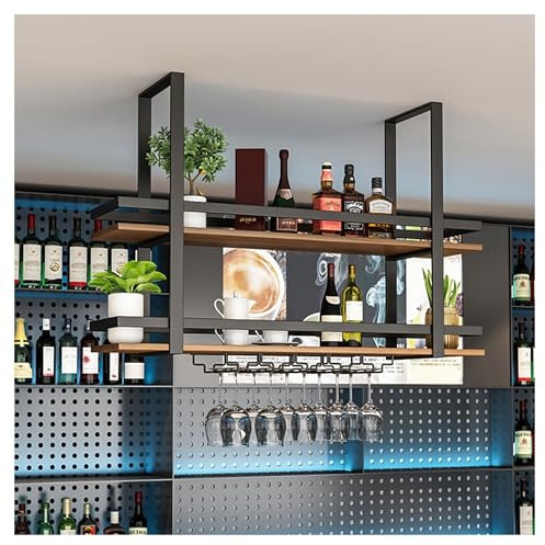 WXZXWXZX Botellero Vino Colgante Botellero Pared Vinoteca Mueble Bar Salon Garrafeira Mini Bar Wine Rack Mueble Comedor Cocina con Soporte Copas Colgante para Cocina Bar Comedor(80x30x80cm)