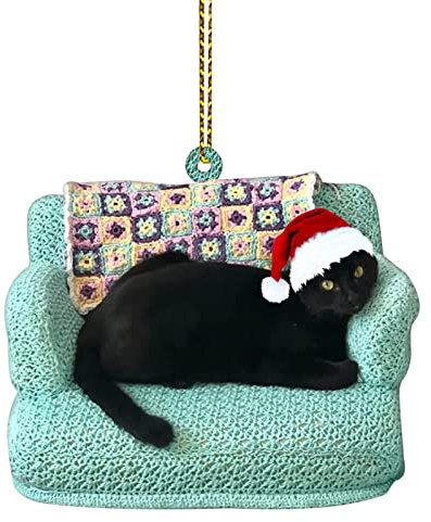 Katze Weihnachts Anhänger 2D Acryl Weihnachtsdeko Schwarz Katze Weihnachten Deko Weihnachtsbaumanhänger Innen Weihnachtsbaum Ornament Decoration Lustig Weihnachtsschmuck Weihnachtsanhänger