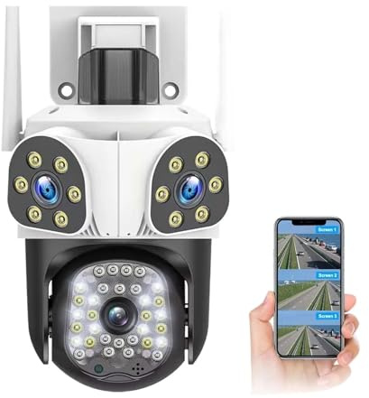 Telecamera Wifi Esterno, Telecamera IP da 15 MP Telecamera IP a tre obiettivi Zoom 4X Telecamera di sicurezza wireless esterna Protezione di sicurezza intelligente Telecamere di sorveglianza CCTV PTZ