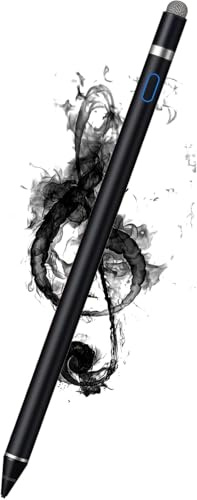 Stylet rechargeable compatible avec iOS, Android, iPad Air/Pro/Mini 2/3/4 et plus - Noir