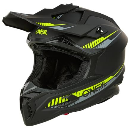 O'NEAL C-SRS Motocross Helm SOLID Schwarz/Neongelb (Größe M) – ECE 22.06 zertifiziert, robuste ABS-Schale, effizientes Belüftungssystem & herausnehmbares, waschbares Innenfutter