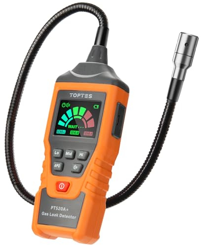 TopTes PT520A+ Detector de Fugas de Gas Recargable, Detector de Gas con Sonda de 43,5 cm, Comprobando Fugas de Combustible como Propano, Metano - Naranja