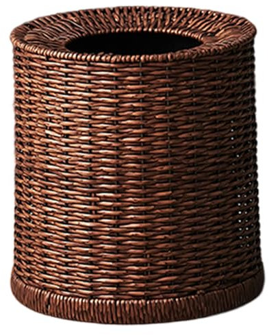 Papelera de mimbre, cesta de mimbre redonda, papelera de mimbre, cesta de basura de mimbre ovalada, jacinto de agua tejido para baño, papelera pequeña para dormitorio, cubo de basura de 8 litros de al