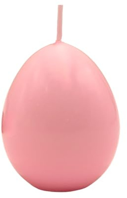 Dekohelden24 Hochwertige XXL Eierkerze, Ostereikerze, Kerzenei, Dekokerze in Eiform, Wachskerze Ei, Osterdekokerze als Ei in Pastell rosa, L/B/H: 7 x 7 x 10 cm.