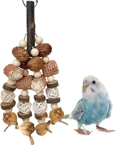 Lulullaby Bird Chewing Toy, Parrot Toy, Corn Cob Hanging Cage Toy, Cage Decors Budgies Chewable,Rattan Ball And Natural Corn Cob Tearing Toys, For Parrots Finches Parakeets Macaws Cockatiels