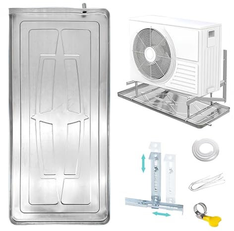 Aire Acondicionado Bandeja De Agua, Bandeja De Drenaje De Condensado Con Soportes, Bandeja De Goteo De Acero Inoxidable Para Aire Acondicionado De Ventana Y Aire Acondicionado Split(1-2P/33x15in)