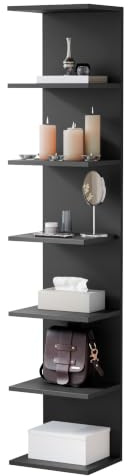 ComfortCove Wandregal, Bücherregal, Regal Einheiten, 7 Ebenen, Schwarz | Wandmontierte Einheit, Schwebende Regale, Bücherregal, Lagerung Ordner Regale für Schlafzimmer, Wohnzimmer, Bad, Küche, Büro