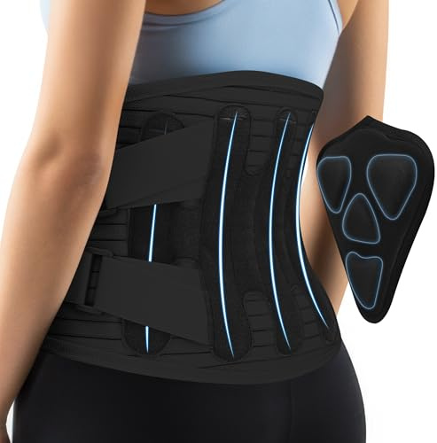COTOM Rückenstützgürtel Rückenbandage Mit Metallstütze und 3D Lendenpolster Herren und Damen Atmungsaktive Rückengurt Linderung von Rückenschmerzen（L）